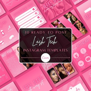 30 Pink Lash Tech Instagram Post Templates | Lash Quotes | Lash Posts | Lash Tech Branding | Canva Templates