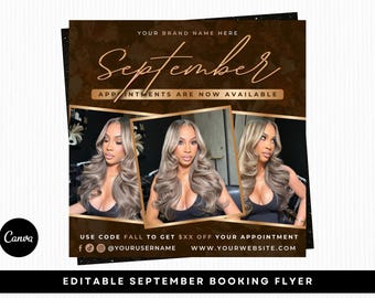 September Booking Flyer: Fall Appointments Editable Canva Template