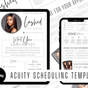 Lash Tech Acuity Scheduling Vorlage | Lash Tech Branding | Lash Tech Webseite | Canva Vorlagen | Schwarz-Weiß-Sehschärfe