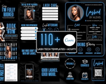 110 Lash Tech Templates | Lash Tech Highlight Covers | Instagram Story Posts | Lash Tech Brand | Acuity Scheduling Website | Sky Blue