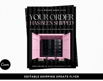 Shipping Update Flyer, All Orders Have Been Shipped Flyer, Lash, Hair Stylist, Bundles, Clothing Boutique Flyer, Editable Canva Template