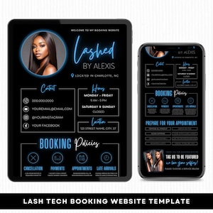 Lash Tech Acuity Scheduling Website, Blue Booking Website, Editable Canva Template