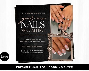 Nail Tech Booking Flyer, Nail Appointments Available, Editable Canva Template
