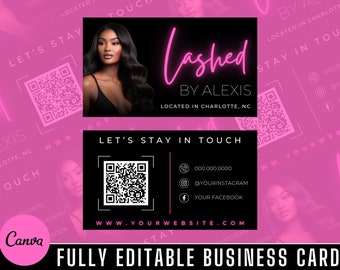 Business Card Template | Professional Business Card | Pink DIY Business Card Template | Hair Stylist | Lash Tech | MUA | Nail Tech