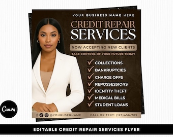 Credit Repair Services Flyer, Editable Canva Template