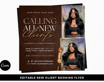 New Client Booking Flyer, New Client Specials Flyer, Hair Stylist, Lash Tech, Nail Tech, MUA, Editable Canva Template