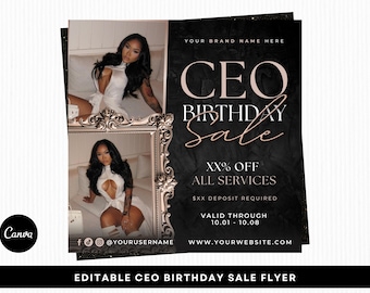 Flyer verjaardagsuitverkoop CEO, flyer verjaardagsspecials CEO, bewerkbare canvassjabloon