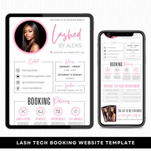 Lash Tech Acuity Scheduling Website, Pink Lash Tech Booking, Editable Canva Template