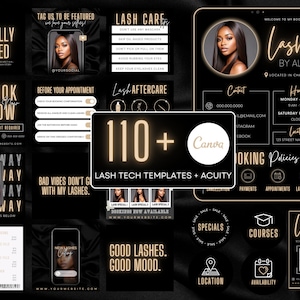 110 Lash Tech Instagram Post Templates | Lash Tech Highlight Covers | Story Posts | Lash Tech Branding | Acuity Scheduling Website