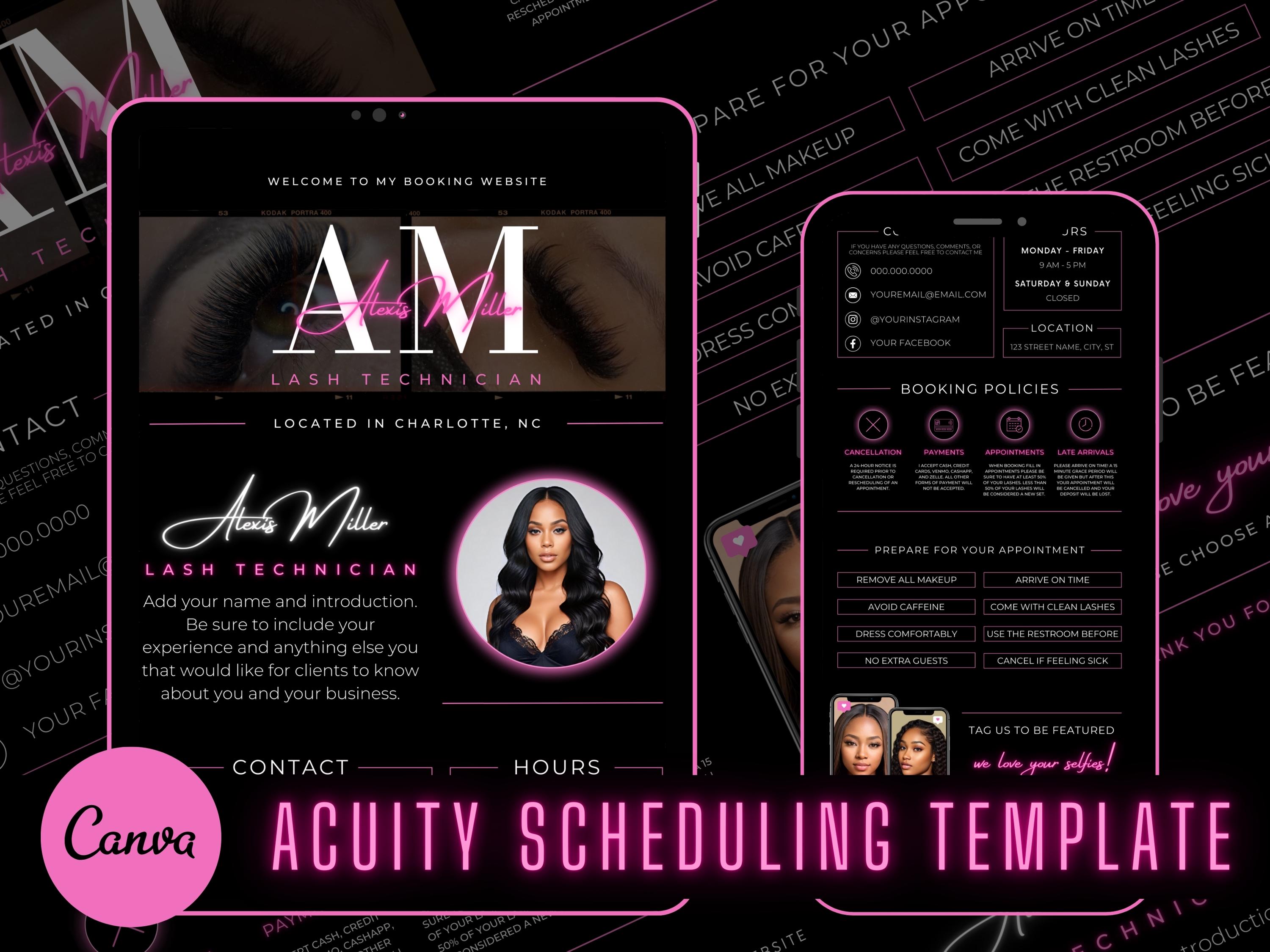 Lash Tech Acuity Scheduling Template | Lash Tech Branding | Lash Tech ...