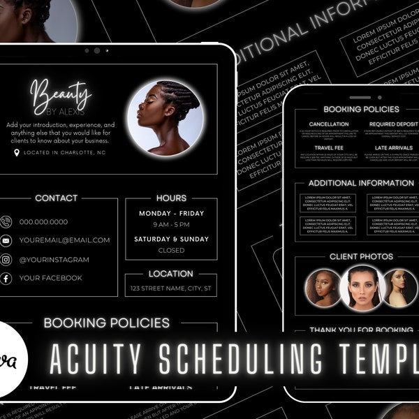 Makeup Artist Black and White Acuity Scheduling Template | MUA Branding | MUA Website | Canva Templates | Professional Acuity