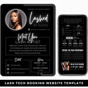 Lash Tech Acuity Scheduling Template | Lash Tech Branding | Lash Tech Website | Canva Templates | Black and White Acuity