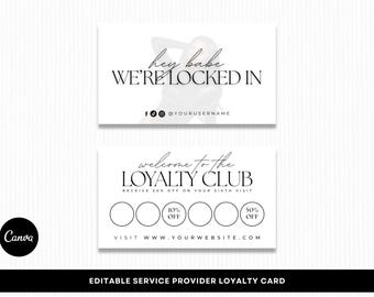 Tarjeta de fidelización de proveedores de servicios, tarjeta perforada de club de fidelización, plantilla editable de Canva