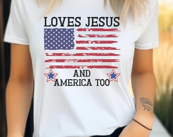 Jesus Loves America Unisex Tee, Faith Shirt, Patriot T-Shirt, Christian Apparel, Independence Day Gift