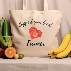 Farmers Market Cotton Canvas Tote Bag, Farmers Market Tote Bag, Cotton Farmers Market Bag, Reusable Shopping Bag, Reusable Gift Bag, Tote