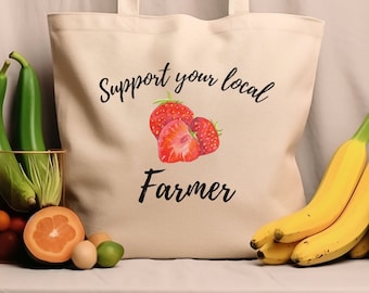Farmers Market Cotton Canvas Tote Bag, Farmers Market Tote Bag, Cotton Farmers Market Bag, Reusable Shopping Bag, Reusable Gift Bag, Tote