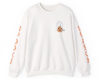Moletom Fantasma da Temporada Assustadora, Moletom com Estampa na Manga, Moletom de Outono com Fantasma, Moletom Feminino Fofo de Halloween, Moletom de Halloween
