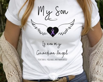 My Son Is Now My Guardian Angel Tshirt, Fentynal Awareness Shirt, One Pill Kills Tee, Fentynal Poisoning Awareness Advocate Top, Bereavement