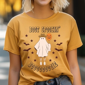 Boot Spookin Booooooogie Tshirt, Halloween Tshirt, Cowboy Halloween, Spooky Season Tee, Cute Ghost Top, Western Ghost Tshirt, Cowboy Ghost