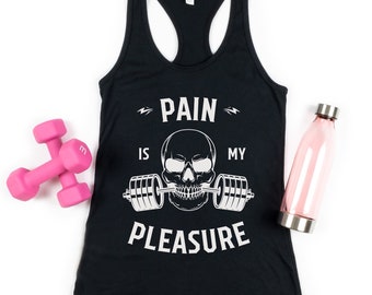 Regata feminina de treino, regata de ginástica Racerback, regata de ioga, traje de ginástica, camisa de caveira, camiseta de fitness, traje de ginástica feminino, linda regata de ginástica