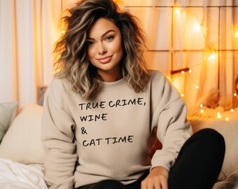 True Crime Sweatshirt, Criminal True Crime Junkie Shirt, True Crime Lover, Cat Lover, Crewneck, Criminal TV Show Gift, Mother's Day Gift