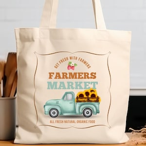 Farmers Market Cotton Canvas Tote Bag, Farmers Market Tote Bag, Cotton Farmers Market Bag, Reusable Shopping Bag, Reusable Gift Bag, Tote