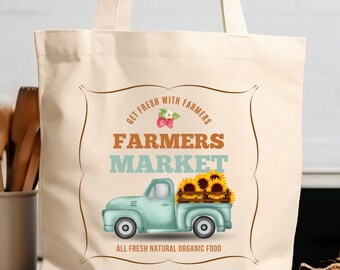 Farmers Market Cotton Canvas Tote Bag, Farmers Market Tote Bag, Cotton Farmers Market Bag, Reusable Shopping Bag, Reusable Gift Bag, Tote