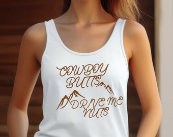 Canotta da cowboy, Cowboy Butts Drive Me Nuts, Camicia da concerto country, Canotta di musica country, Fitness, Canotta divertente da donna, Cowgirl Western