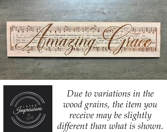 Amazing Grace Laser Engraved Beechwood Wall Decor