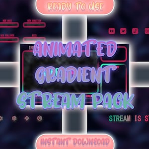 Animated Gradient Overlay Package / Twitch Overlay Pack / Scenes / Screens /Transition / Chatbox / Alerts /  Webcam / Rainbow Overlay