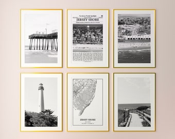 Jersey Shore City Prints Set of 6, Jersey Shore Black And White Prints, Jersey Shore Photo Poster, Jersey Shore Map, New Jersey