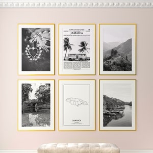 Jamaika Prints 6er Set, Jamaika Schwarz Weiß Drucke, Jamaika Foto Poster, Jamaika Wand Kunst, Jamaika Karte, Jamaika