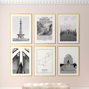 Pakistan Drucke 6er Set, Pakistan Schwarzweiß Drucke, Pakistan Foto Poster, Pakistan Wandkunst, Pakistan Karte, Pakistan