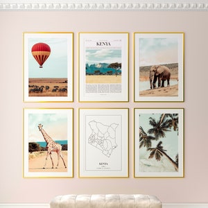 Kenia Prints 6er Set, Kenia Foto Poster, Kenia Fotografie, Kenia Wandkunst, Kenia Karte, Kenia