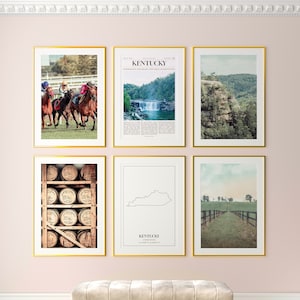 Conjunto de 6 impressões do estado de Kentucky, pôster fotográfico de Kentucky, fotografia de Kentucky, arte de parede de Kentucky, mapa de Kentucky, Estados Unidos