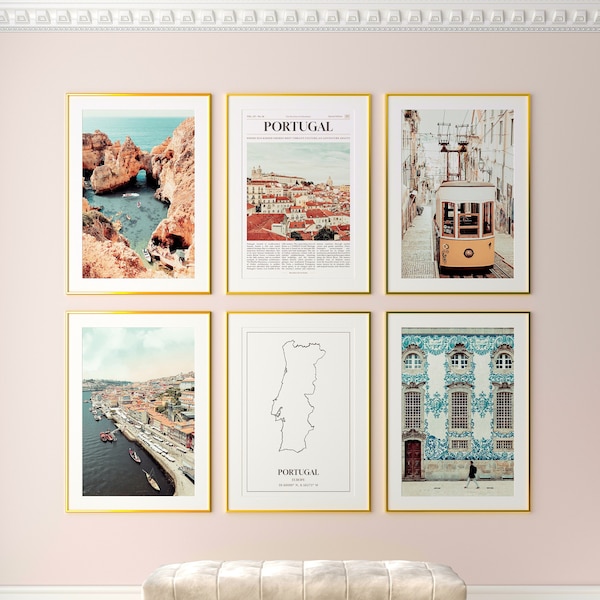 Portugal Prints Set of 6, Portugal Photo Poster, Portugal Photography, Portugal Wall Art, Portugal Map, Portugal