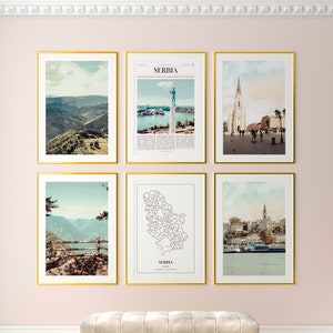 Serbien Prints 6er Set, Serbien Foto Poster, Serbien Fotografie, Serbien Wandkunst, Serbien Karte, Serbien
