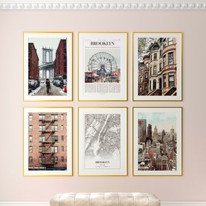 Brooklyn City Prints Set of 6, Brooklyn Photo Poster, Brooklyn Photography, Brooklyn Wall Art, Brooklyn Map, Nova York, Estados Unidos