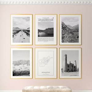 Afghanistan Prints Set of 6, Afghanistan Black And White Prints, Afghanistan Photo Poster, Afghanistan Map, Afghanistan