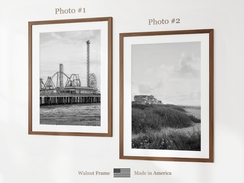 Juego de 6 láminas de la ciudad de Galveston, láminas en blanco y negro de Galveston, póster fotográfico de Galveston, mapa de Galveston, Texas, Estados Unidos imagen 6