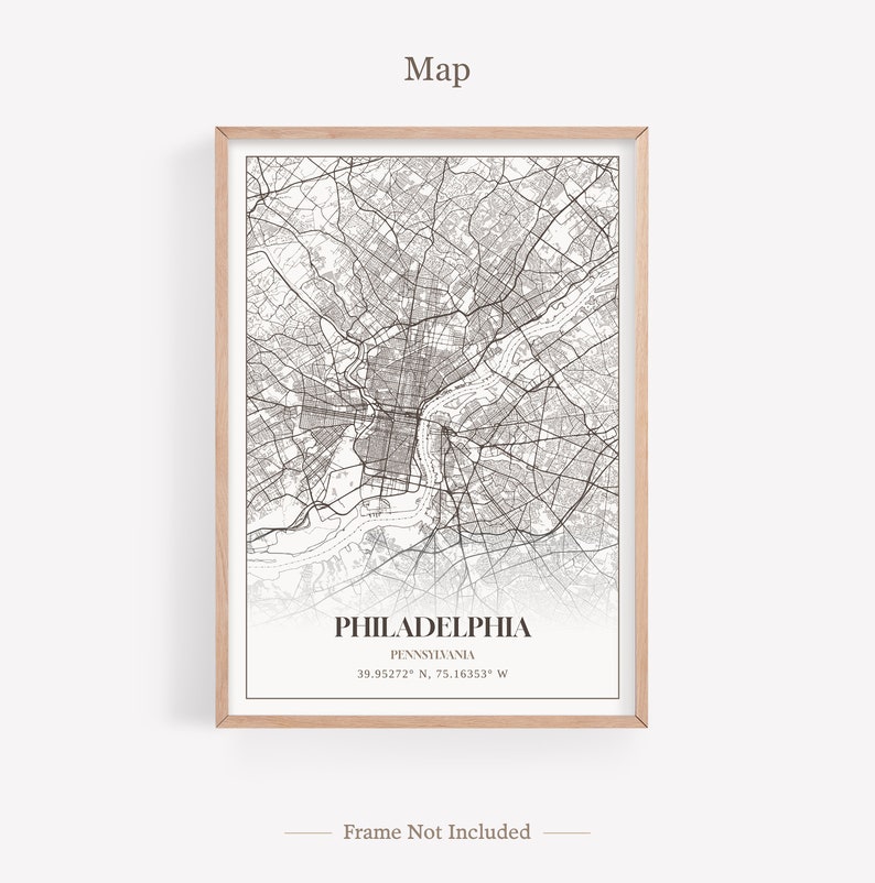 Philadelphia City Prints Set of 6, Philadelphia Photo Poster, Philadelphia Photography, Philadelphia Map, Pennsylvania, United States One Print - Map