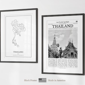 Thailand Prints Set of 6, Thailand Black And White Prints, Thailand Photo Poster, Thailand Wall Art, Thailand Map, Thailand image 5