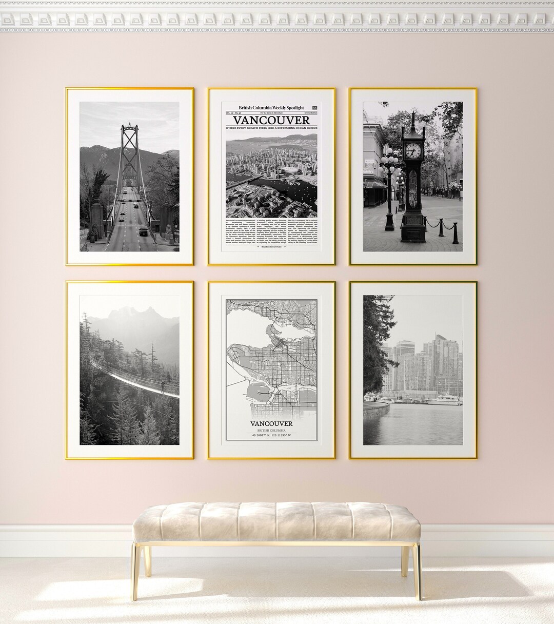 Vancouver City Prints Set of 6, Vancouver Black and White Prints