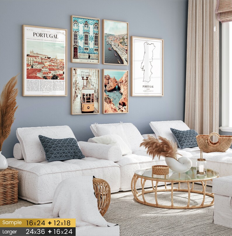 Portugal Prints Set of 6, Portugal Photo Poster, Portugal Photography, Portugal Wall Art, Portugal Map, Portugal image 3