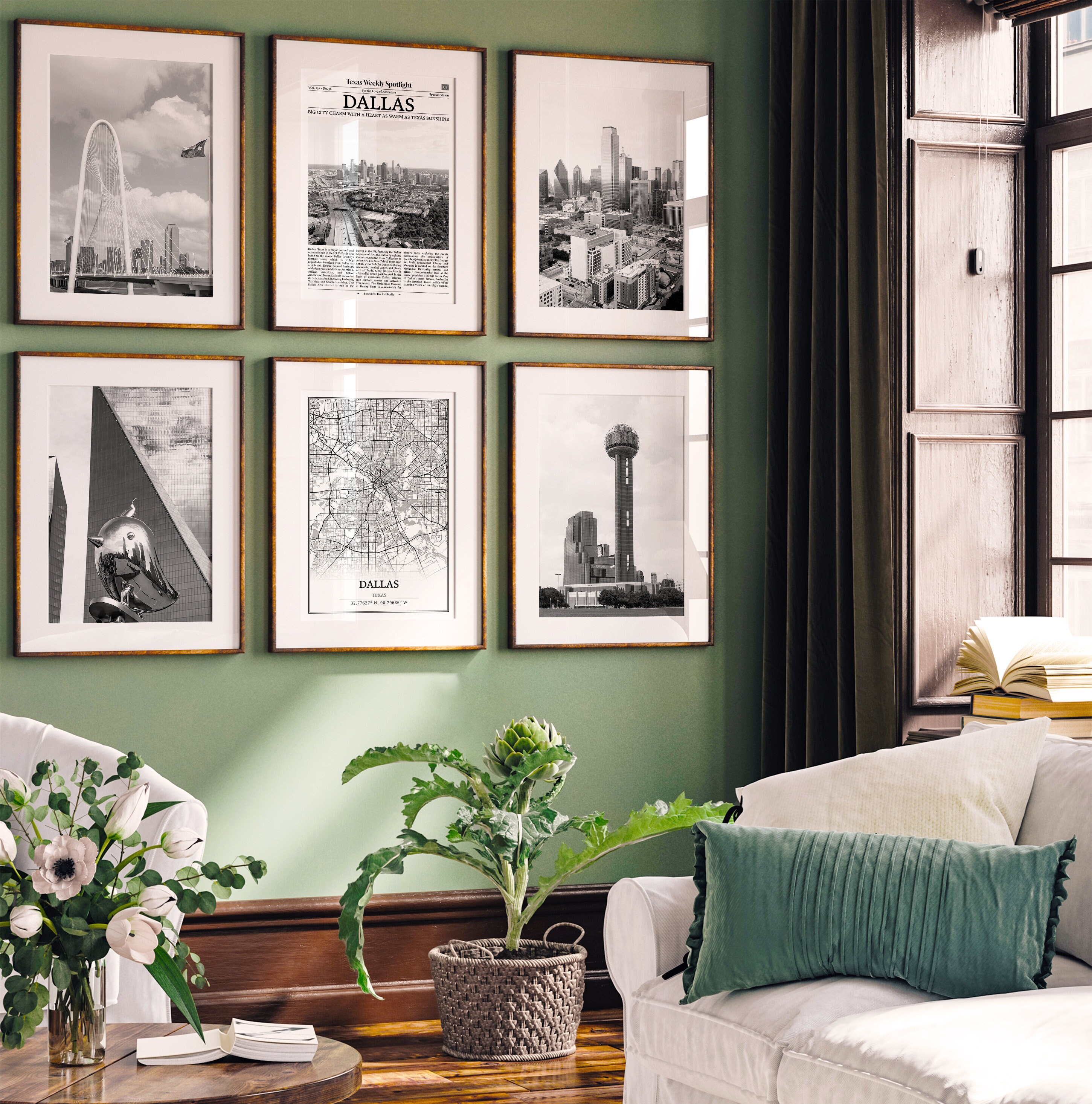 Dallas City Prints Set of 6 Dallas Black and White Prints Etsy