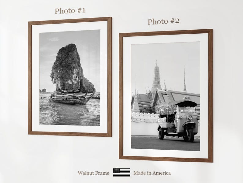 Thailand Prints Set of 6, Thailand Black And White Prints, Thailand Photo Poster, Thailand Wall Art, Thailand Map, Thailand image 6
