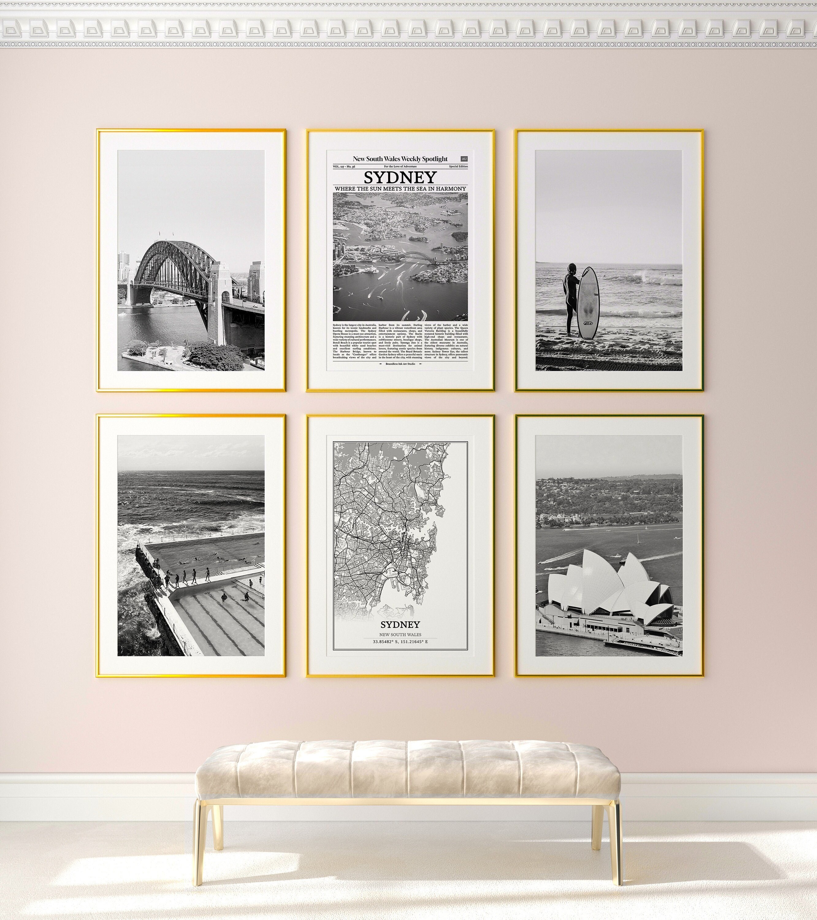 Sydney City Prints Set of 6 Sydney Black and White Prints Etsy