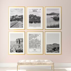 Lot de 6 impressions sur la ville de Mesa, impressions noir et blanc Mesa, affiche photo Mesa, art mural Mesa, carte Mesa, Arizona, États-Unis