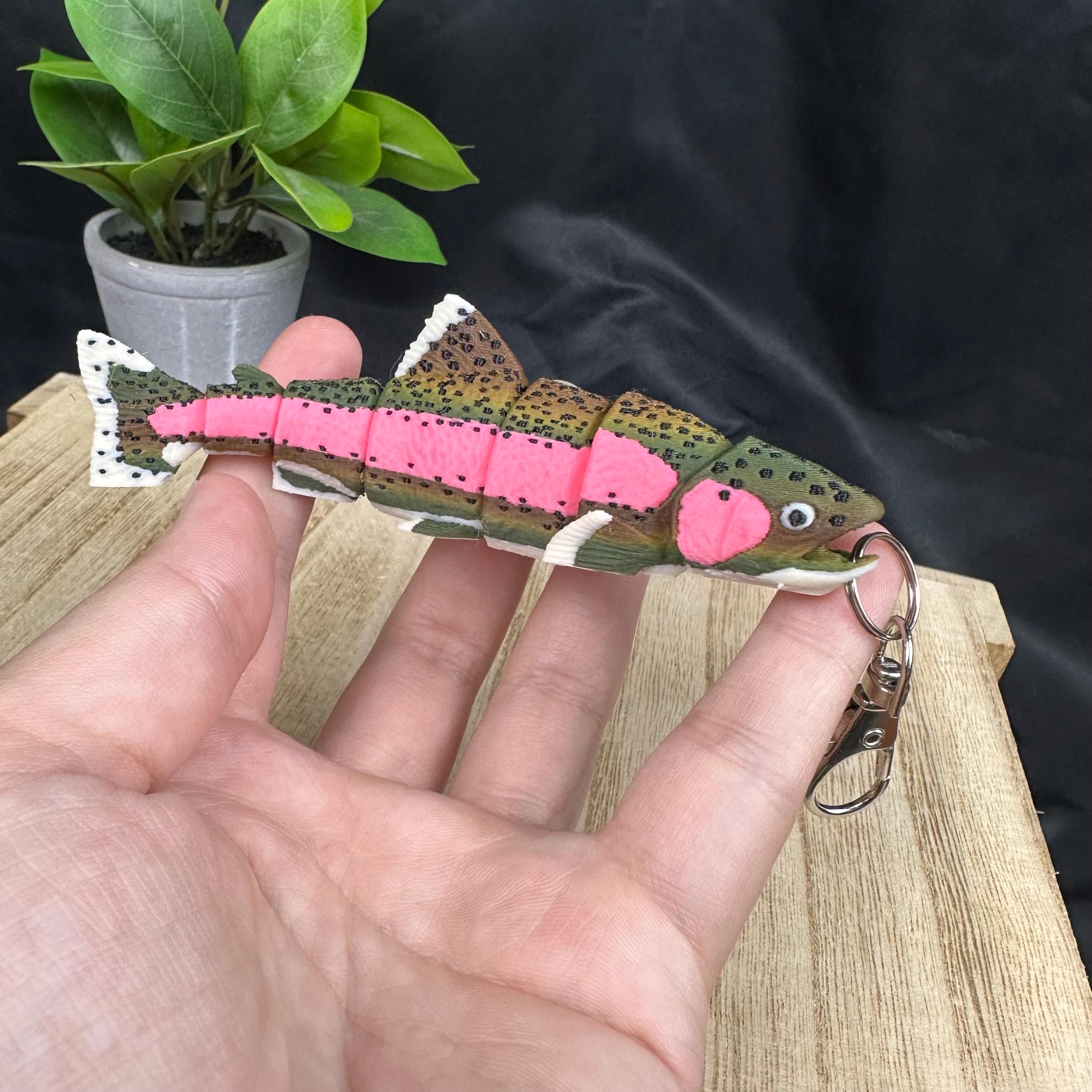 3D Printed Rainbow Trout – Articulating Realistic Fish, Keychain