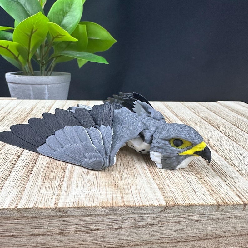 3D Printed Articulating Peregrine Falcon - Wings and Talons Articulate - Custom Colors - 3D Printed Toy image 8